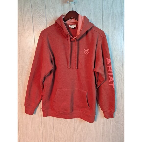Ariat Tops - Ariat REAL Hoodie Pullover Sweatshirt Womens Large Orange Sleeve Logo Western